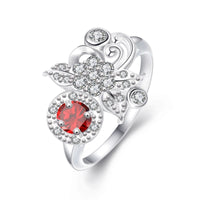 Sterling Silver Plated Fashion Ring Red AAA Zirconia Women B413