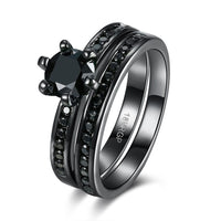 Gold Plated Black Gunmetal P Fashion Set Ring AAA Zirconia Women  B318