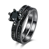 Gold Plated Black Gunmetal P Fashion Set Ring AAA Zirconia Women  B318