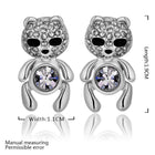 Rose Gold Platinum Plated Black Earrings AAA Zirconia Push Back Bear .44" L320