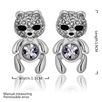 Rose Gold Platinum Plated Black Earrings AAA Zirconia Push Back Bear .44" L320
