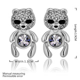 Rose Gold Platinum Plated Black Earrings AAA Zirconia Push Back Bear .44" L320