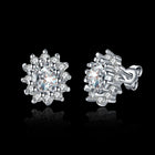 Platinum Plated Colors  Earrings Stud AAA Cubic Zirconia Push Back .48" L246