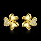 Rose Gold Plated Earrings Stud AAA Zirconia Push Back Hearts .44" L269