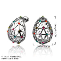 Rose Gold Platinum Plated  Earrings Stud AAA Zirconia Push Back .56" L312
