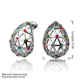 Rose Gold Platinum Plated  Earrings Stud AAA Zirconia Push Back .56" L312