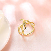 Rose Gold Platinum Plated Fashion Ring Women Open Double Line B171