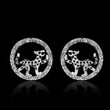 Rose Gold Plated Platinum Black Earrings AAA Zirconia Push Back  Jaguar.84" L255