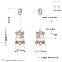 Rose Gold Plated Earrings Drop Dangle AAA Zirconia Push Back .56" L266
