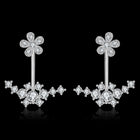Rose Gold Platinum Plated  Earrings AAA Zirconia Push Back Flowers .72" L224