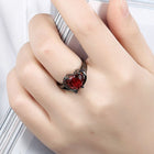 Gold Plated Black Gunmetal P Fashion Ring Red AAA Zirconia Women Heart B314