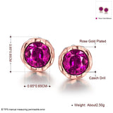 Rose Gold Plated Earrings Stud Czech Drill AAA Zirconia Push Back .34 L172