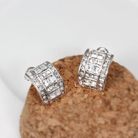 Rose Gold Platinum Plated  Earrings Stud AAA Zirconia Push Back .36" L297