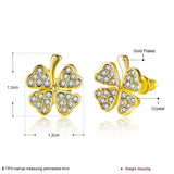 Rose Gold Platinum Plated  Earrings Stud AAA Zirconia Push Back Clover .48" L251