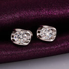 Rose Gold Platinum Plated Earrings AAA Zirconia Push Back .28" L258