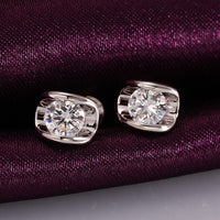 Rose Gold Platinum Plated Earrings AAA Zirconia Push Back .28" L258