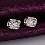 Rose Gold Platinum Plated Earrings AAA Zirconia Push Back .28" L258