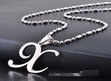 Stainless Steel Leather Necklace Pendant Lover Letter Initial Alphabet