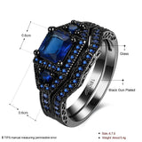 Gold Plated Black Gunmetal P Fashion Set Ring AAA Zirconia Women B322