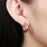 Rose Gold Platinum Plated  Earrings Stud  Push Back .8" L240