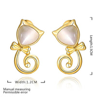 Rose Gold Plated Earrings Stud Push Back Cat .48" L263