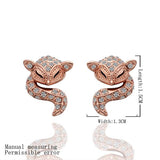 Rose Gold Platinum Plated Earrings AAA Zirconia Push Back Sugar Glider .52" L289