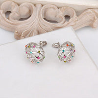 Rose Gold Platinum Plated  Earrings Stud AAA Zirconia Push Back .56" L312