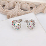 Rose Gold Platinum Plated  Earrings Stud AAA Zirconia Push Back .56" L312