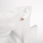 Rose Gold Plated Earrings Stud AAA Zirconia Push Back Hearts .44" L269