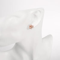 Rose Gold Plated Earrings Stud AAA Zirconia Push Back Hearts .44" L269