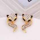 Rose Gold Platinud Plated Stud  AAA Zirconia Fox Earrings L437