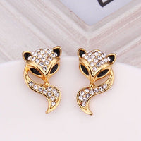 Rose Gold Platinud Plated Stud  AAA Zirconia Fox Earrings L437