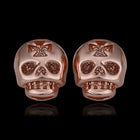 Rose Gold Platinum Plated Earrings Stud Push Back Skull .56" L316