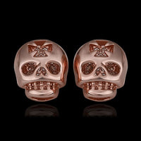 Rose Gold Platinum Plated Earrings Stud Push Back Skull .56" L316