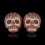 Rose Gold Platinum Plated Earrings Stud Push Back Skull .56" L316