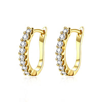 Gold Platinum Plated  Earrings Huggie Hoop AAA Zirconia Leverback .12" L206