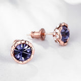 Rose Gold Plated Earrings Stud Czech Drill AAA Zirconia Push Back .34 L172