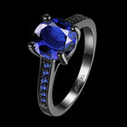 Gold Plated Black Gunmetal  P Fashion Ring AAA Zirconia Women B315