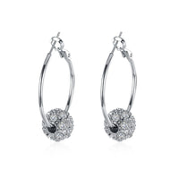 Rose Gold Platinum Plated  Earrings Drop Dangle AAA Zirconia French Clip.4" L242