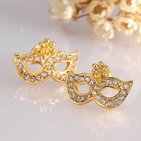 Rose Gold Plated Earrings Zirconia Push Back Mask .68" L257