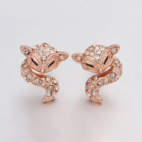 Rose Gold Platinum Plated Earrings AAA Zirconia Push Back Sugar Glider .52" L289