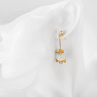 Rose Gold Plated Earrings Drop Dangle AAA Zirconia Push Back .56" L266