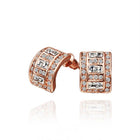 Rose Gold Platinum Plated  Earrings Stud AAA Zirconia Push Back .36" L297