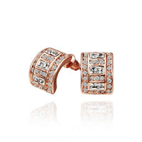 Rose Gold Platinum Plated  Earrings Stud AAA Zirconia Push Back .36" L297