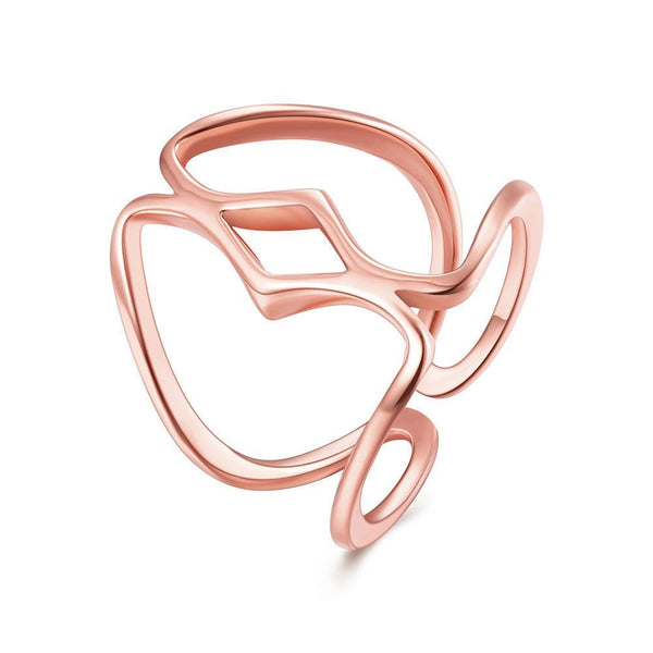 Rose Gold Platinum Plated Fashion Ring Women Open Double Line B171