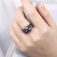 Gold Plated Black Gunmetal P Fashion Ring Blue AAA Zirconia Women Unisex B321