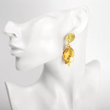 Rose Gold Plated  Earrings Drop Dangle Push Back .52" L264
