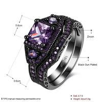 Gold Plated Black Gunmetal P Fashion Set Ring AAA Zirconia Women B322