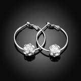 Rose Gold Platinum Plated  Earrings Drop Dangle AAA Zirconia French Clip.4" L242