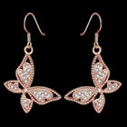 Rose Gold Platinum Plated  Earrings AAA Zirconia Fish Hook Butterfly .52 L230